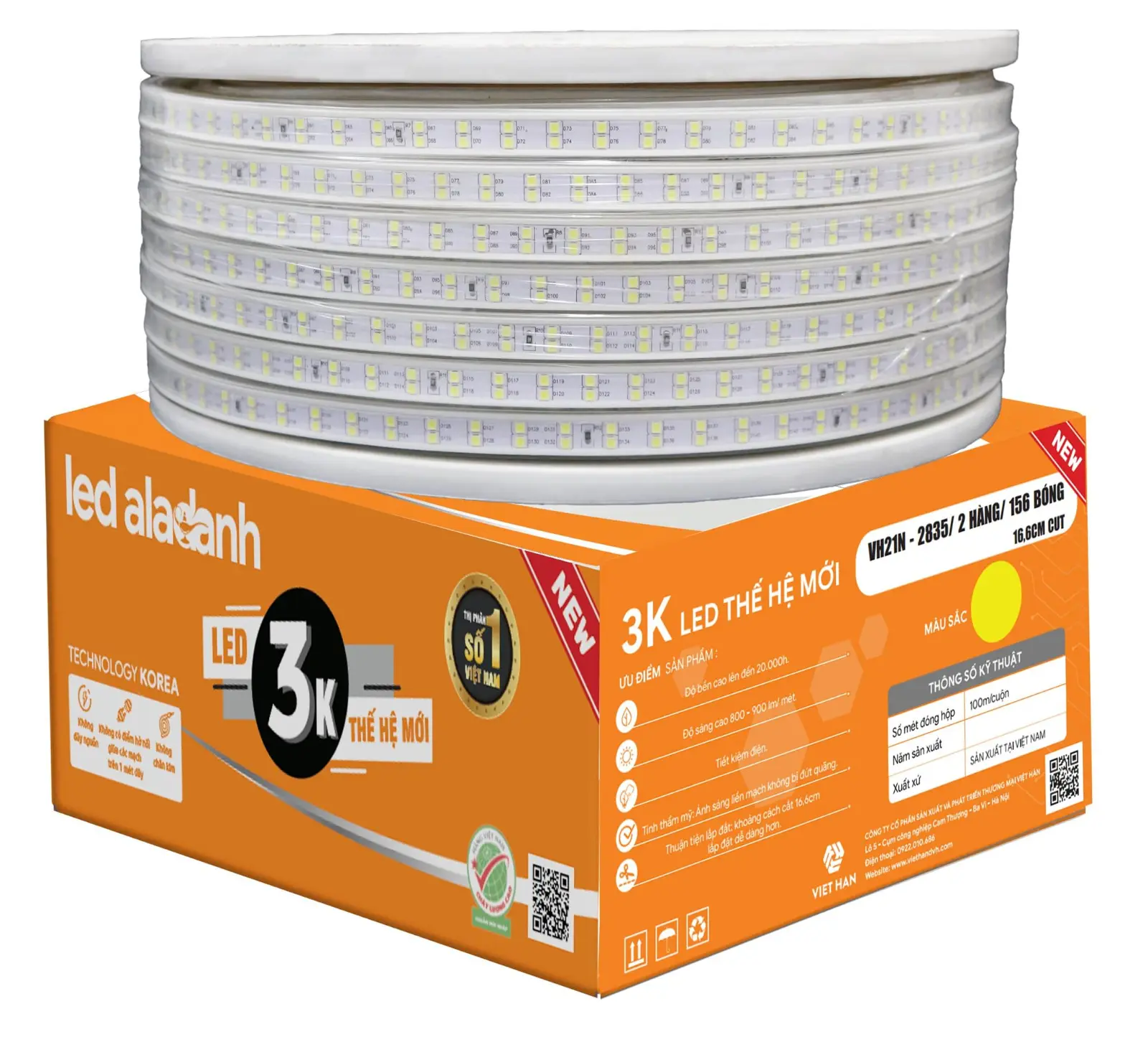 ĐÈN LED DÂY 3K VH21 (1M/5CUT) – 2835/2 HÀNG/180 BÓNG - Ảnh 2