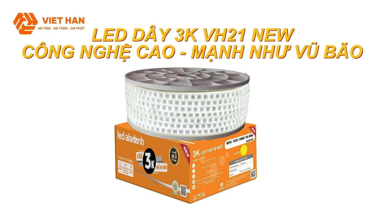 ĐÈN LED DÂY 3K VH21 (1M/5CUT) – 2835/2 HÀNG/180 BÓNG