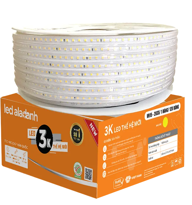 ĐÈN LED DÂY 3K VH15 – 2835/1 HÀNG/ 120 BÓNG - Ảnh 3